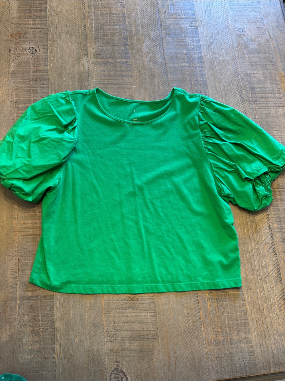 a new day Green Puff Sleeve Short Sleeve Top